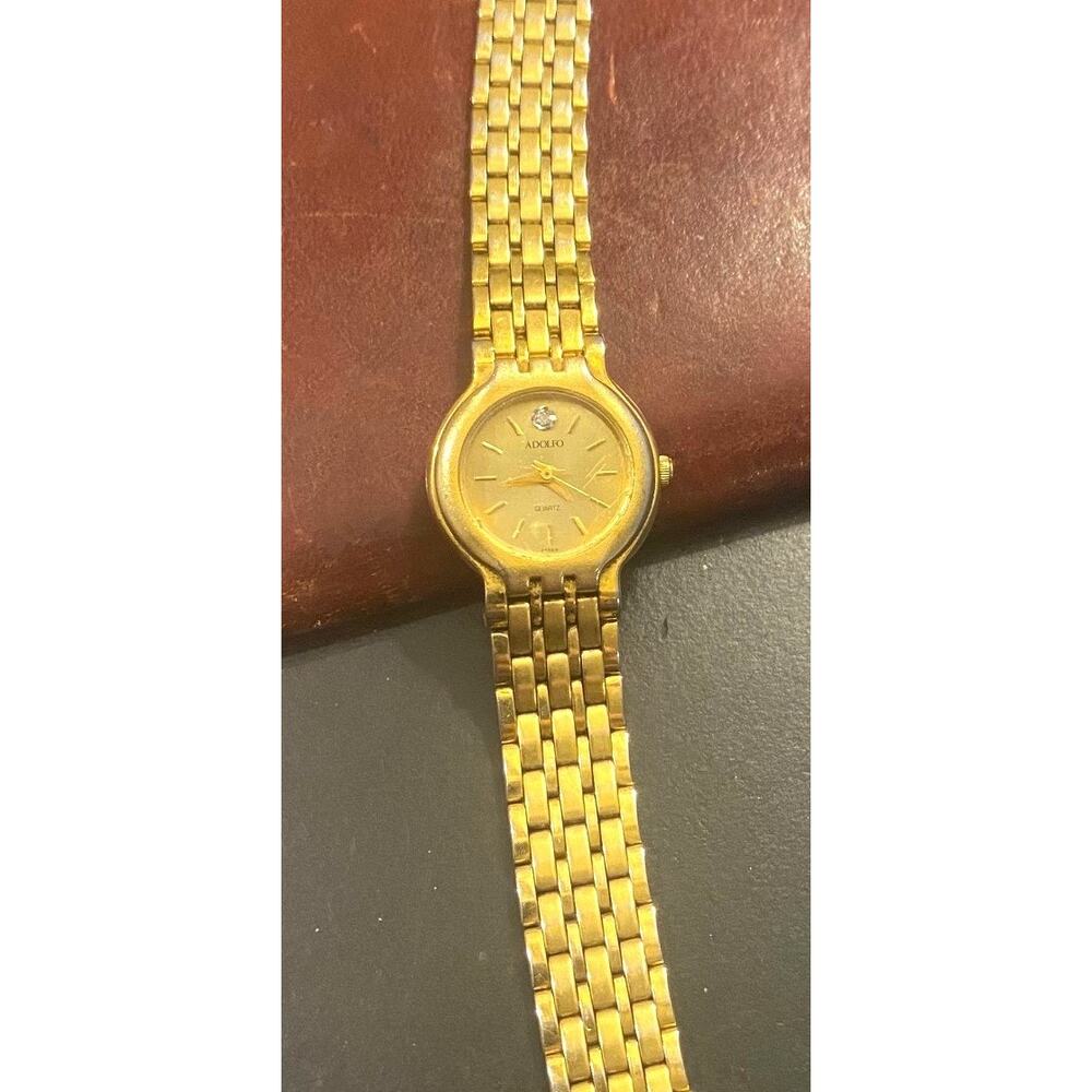 Women's VTG Gold Tone Adolfo Watch, Diamond Accent, Bracelet Band